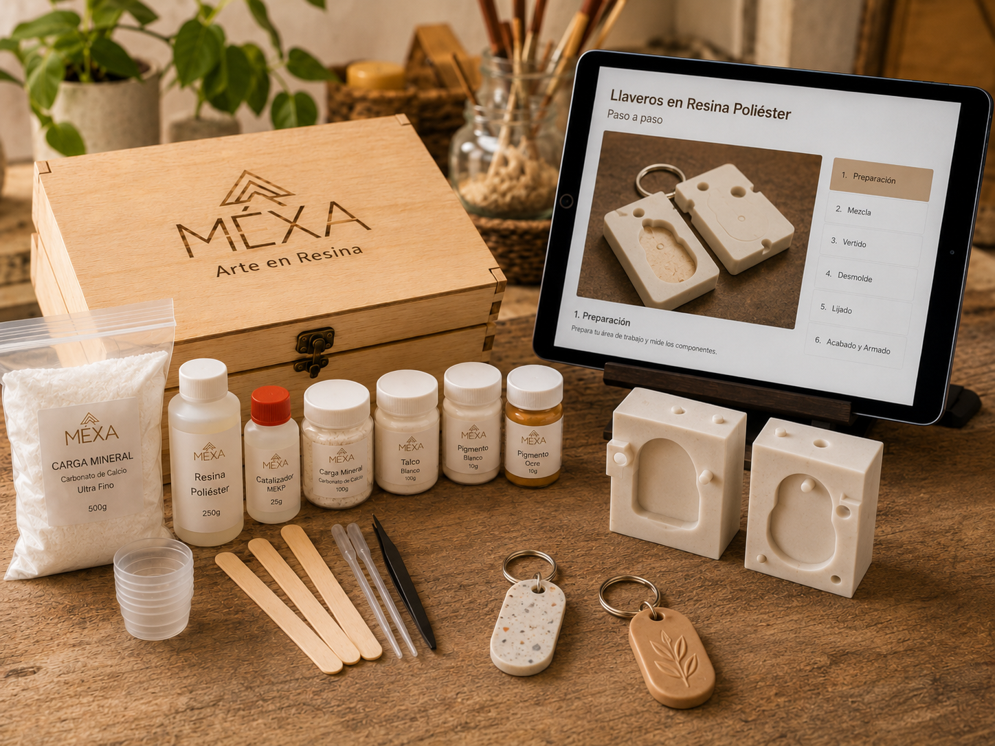 Kit y curso de llaveros en resina